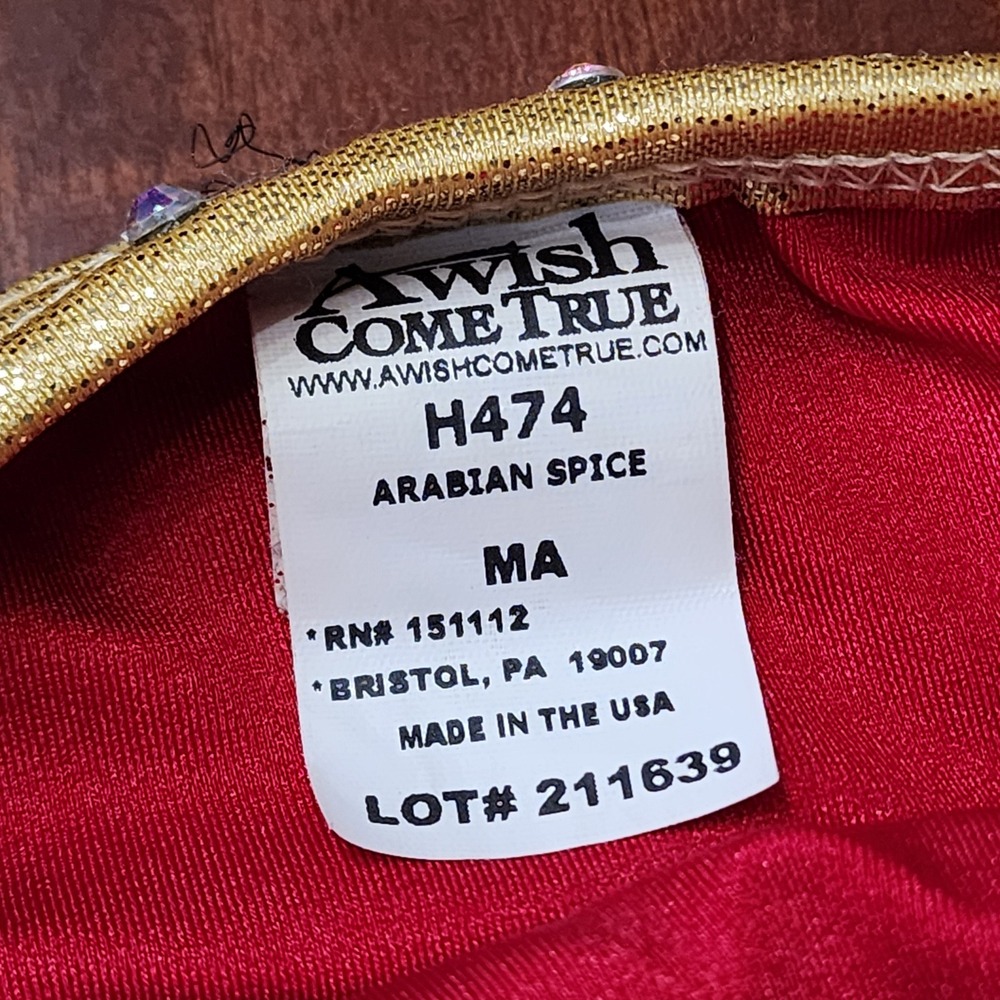 A Wish Come True Dance Costume Womens Small Red Gold Sequin Bollywood Dance - Picture 7 of 8